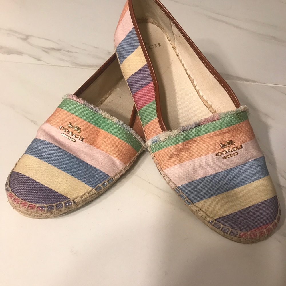 Coach Shoes | Coach 'Joanie' Striped Slip on Shoes, Size 9- Color: Green/Red OBO